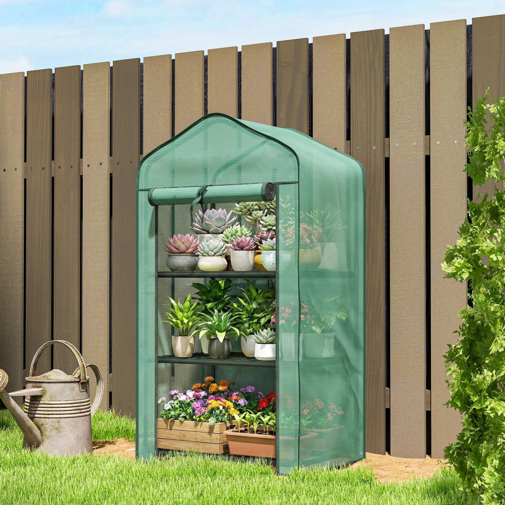 Serra da Giardino 3 Livelli con Ripiani ¨C Zephmum ¨C Verde Acciaio 59x39x127 cm