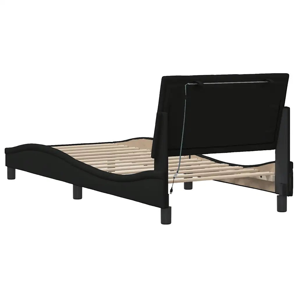 Giroletto senza Materasso Nero 90x190 cm in Tessuto
