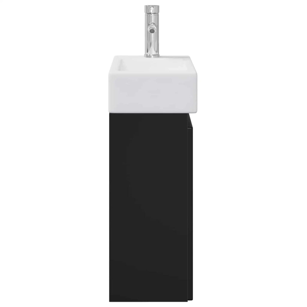 Mobile bagno con rubinetto Nero 45,5 x 22,5 x 84 cm 889452