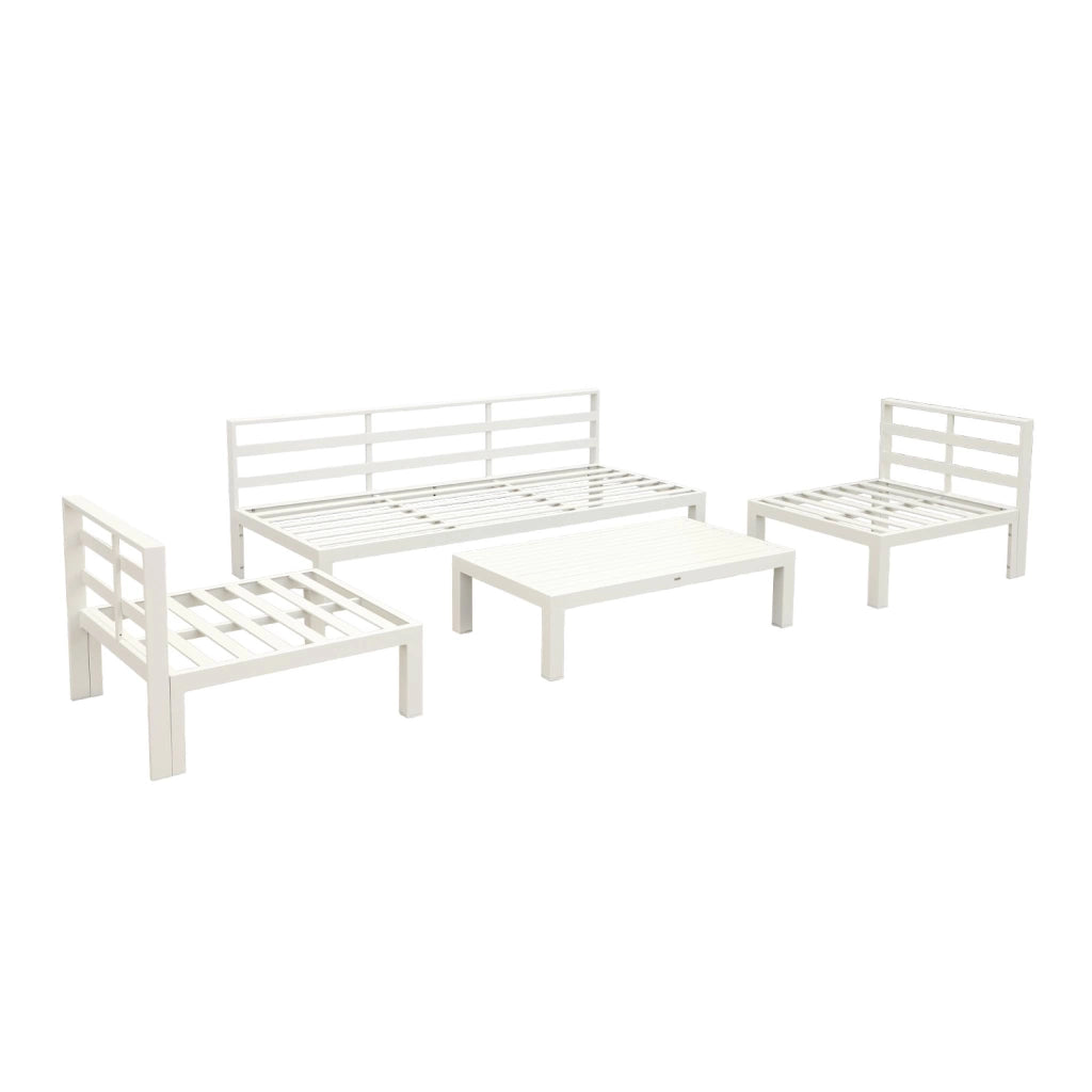 Salotto da giardino in alluminio, 5 posti, beige