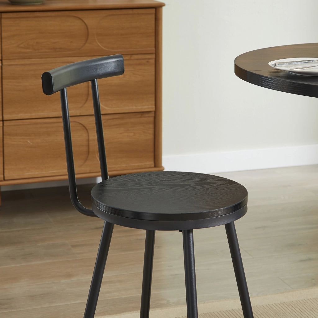 Set tavolo da bar rotondo con 2 sgabelli nero Ø 80 cm