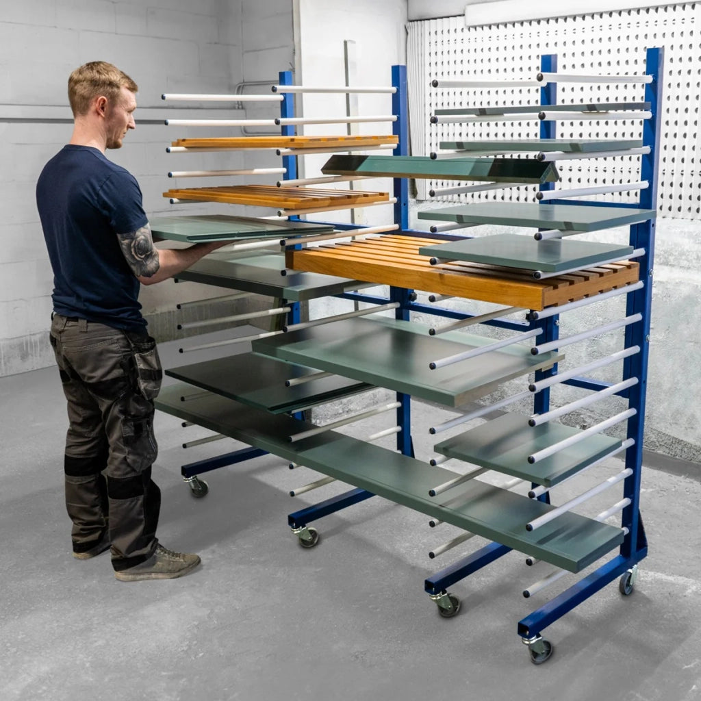 Carrello per Asciugatura Vernici a Spruzzo Combinato x 3 con 4 ruote resistenti 375 kg di capacità