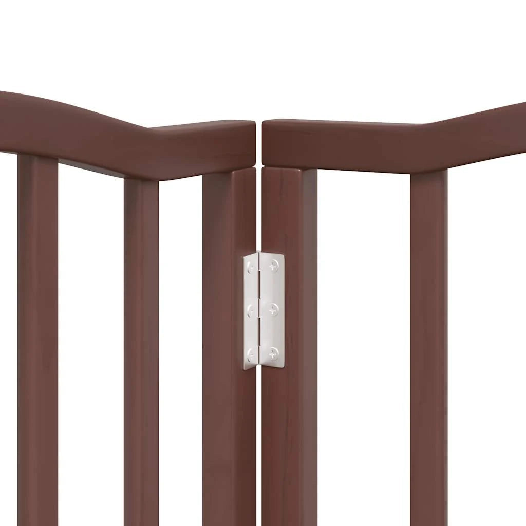 Cancelletto di sicurezza per animali domestici porta pieghevole 9 pannelli legno di pioppo marrone 02_0023276