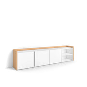 Mobile TV Soggiorno, 207x50x35 cm, Per TV fino a 80", Mobile Soggiorno, Bianco e Rovere soft