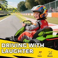 Go Kart Elettrico per Bambini 6-12 Anni 24V 12km/h con Seggiolino Regolabile, Verde