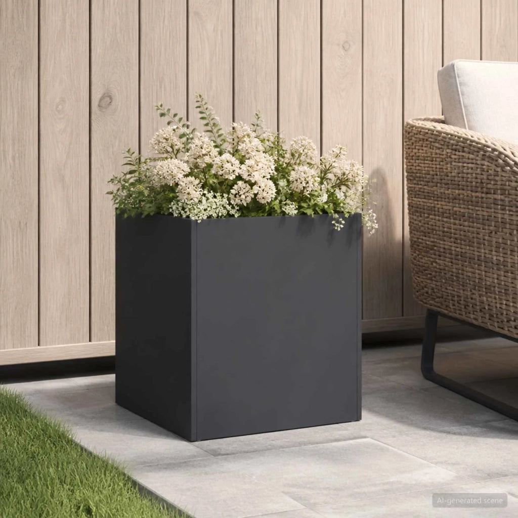 Vaso da giardino Nero 20 x 20 x 20 cm Acciaio laminato a freddo 8004924
