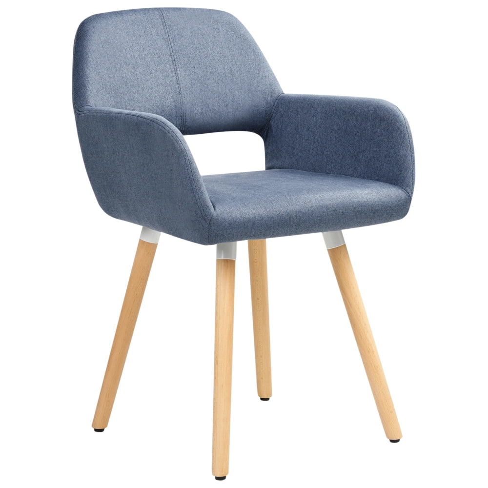 Set di 2 sedie da pranzo rivestimento in tessuto blu gambe in legno chiaro stile moderno eclettico