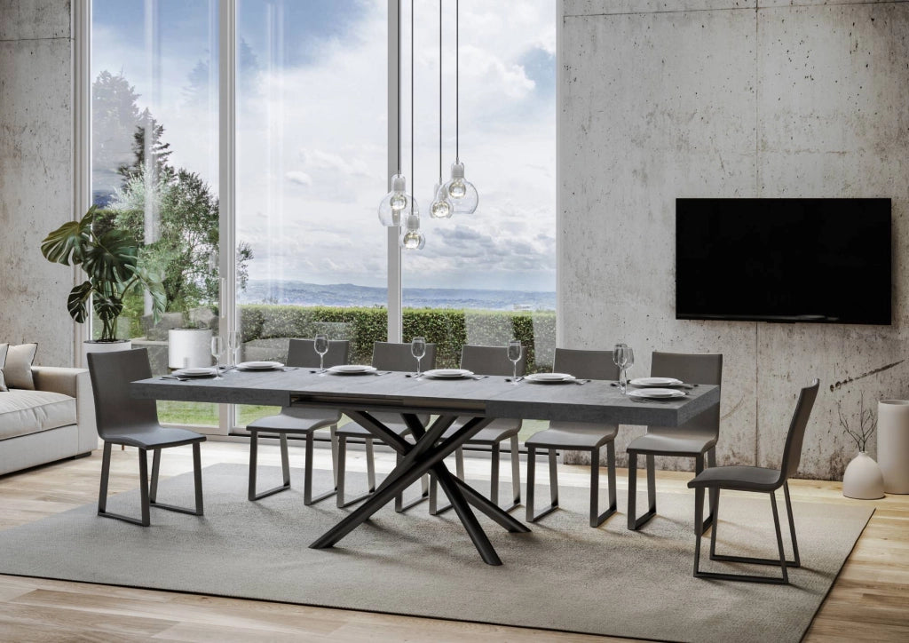 Tavolo Allungabile 200-304x90x77 cm Famas Cemento Telaio Antracite