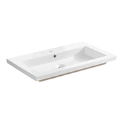 Lavabo da incasso ELIO 80 cm ceramica bianco lucido design minimalista