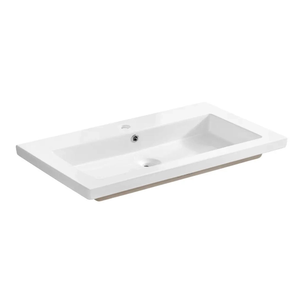 Lavabo da incasso ELIO 80 cm ceramica bianco lucido design minimalista