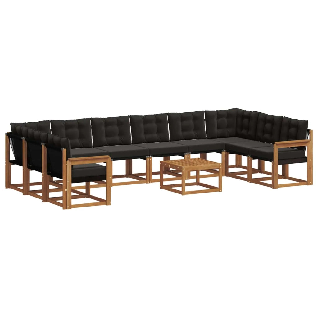 Set di divani da esterno con cuscino 11 pcs Naturale e Nero 3369115