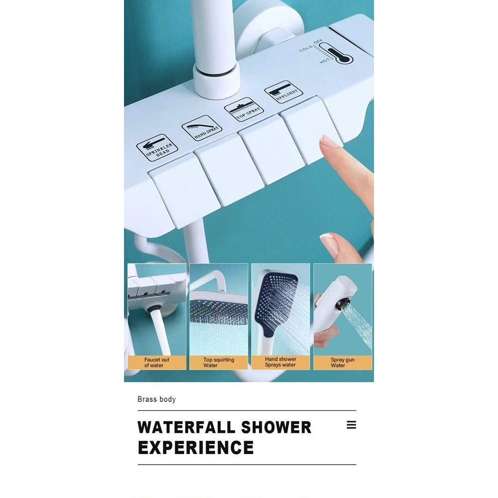 Trade Shop - Set Saliscendi Bagno Colonna Doccia Rubinetto Soffione Doccetta Bidet Bianco 87345 -