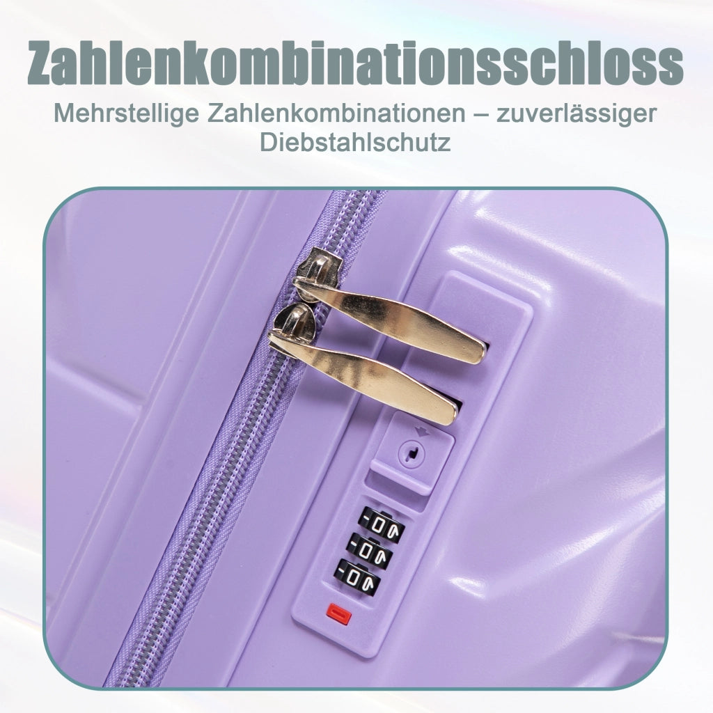 Set di due valigie girevoli in ABS da 14"/19" con lucchetto a combinazione e pochette cosmetica da 14" (blu + viola)