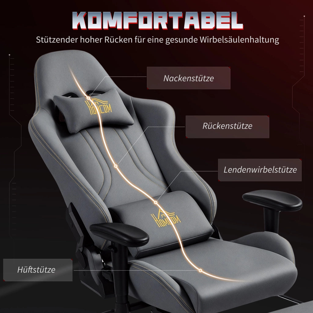 Sedia da gaming ergonomica con braccioli 3D e supporto lombare regolabile ¨C zephmum ¨C Grigio