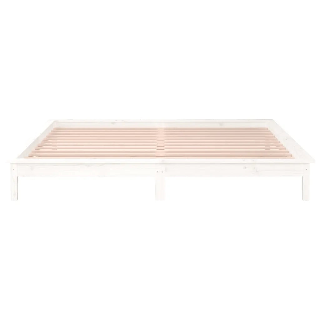 Giroletto LED-Struttura Letto con LED Bianco 180x200cm Super King in Legno Massello 817543
