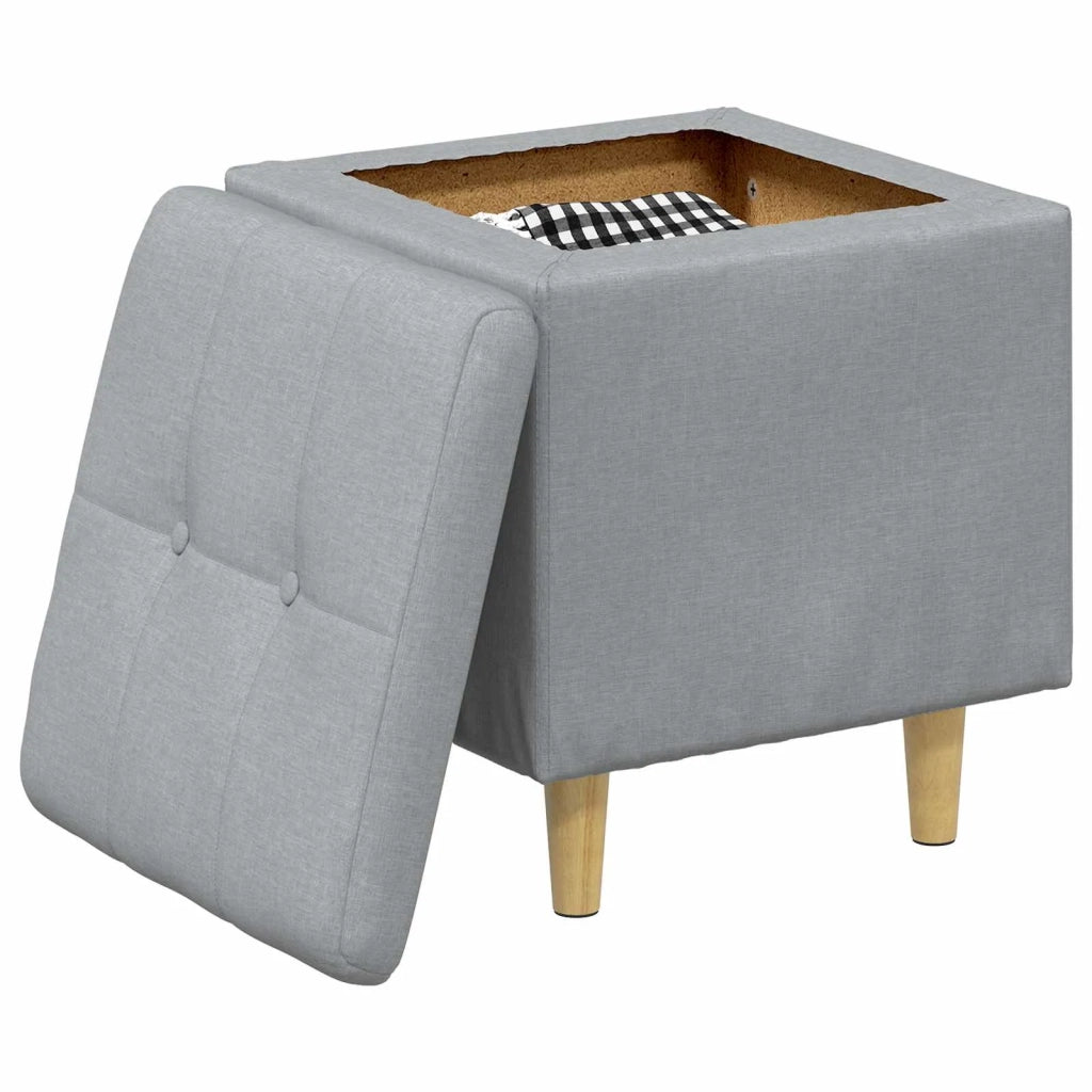 Pouf con Storage Grigio chiaro 40 x 40 x 45 cm Tessuto