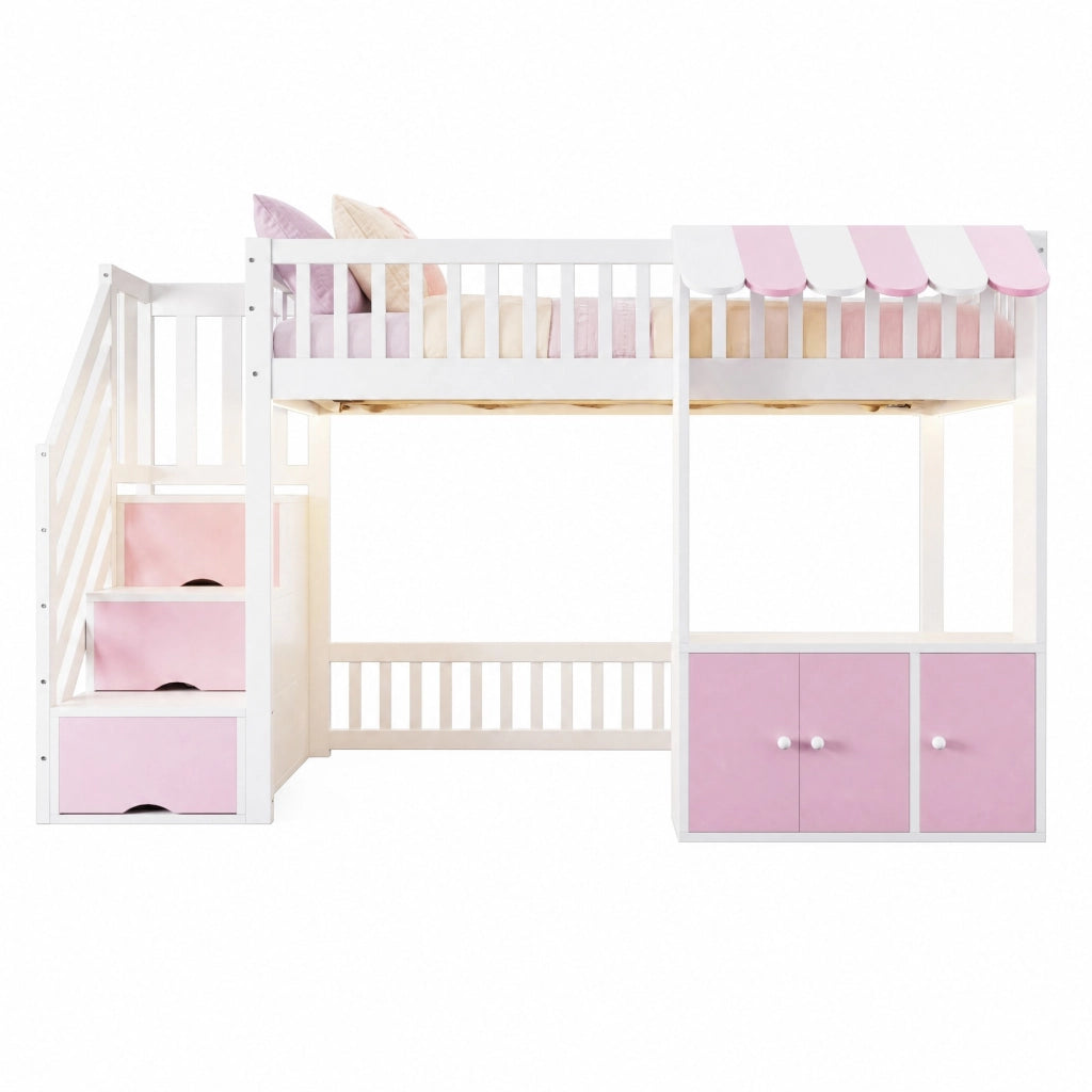 Letto a soppalco multifunzione 90 x 200 cm con luci LED