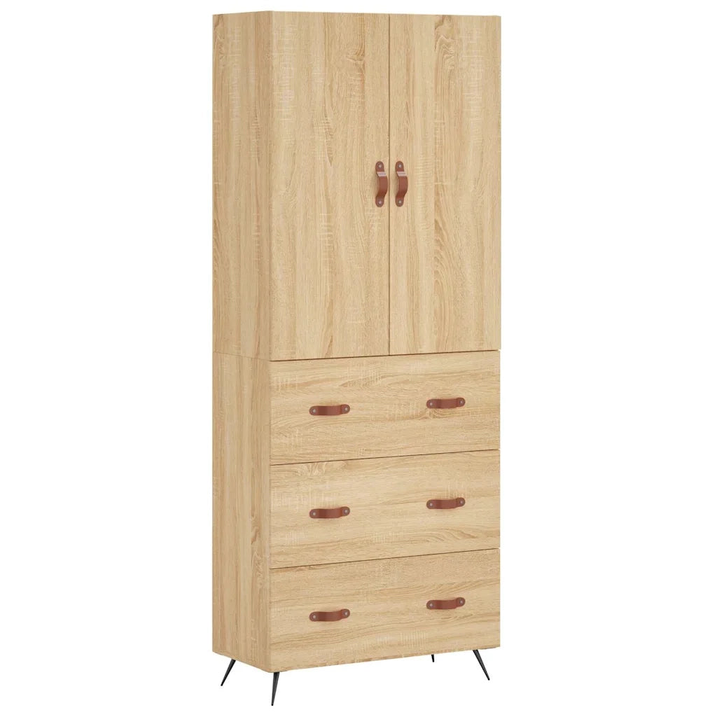 Credenza-Buffet-Armadio da cucina Rovere Sonoma 69,5x34x180 cm in Legno Multistrato 828642