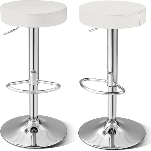 2 Sgabelli Regolabile in Altezza in Finta Pelle 63-84,5 cm, Sgabello Cucina Girevole con Poggiapiedi e Base Antiscivolo, Sedia Portata 115 kg per Sala da Pranzo e Penisola Cucina