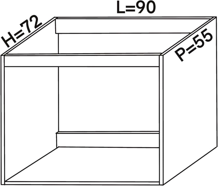 Base per lavello d'appoggio completa di 2 ante spedizione in kit Lunghezza 90 Profondità 55 Altezza 72 esclusi piedini Altezza piedini 10 cm (OLMO)