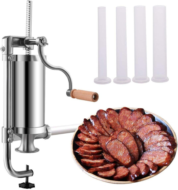 Macchina per la Produzione di salsicce, Corpo in acciaio inossidabile, Insaccatrice Manuale, siringa con 4 tubi di Riempimento