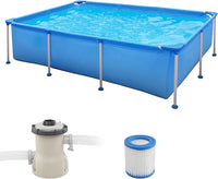 Piscina Fuori Terra, Piscina Rettangolare Grande con Pompa Filtro, Cartuccia e Struttura in Metallo, per Esterni per Bambini e Adulti, Capacità 2612 L, 258 x 179 x 66 cm