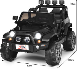 Auto Macchina Elettrica per Bambini 12V, Veicolo Elettrico a Batteria a 2 Posti, con Telecomando 2,4 G, Porta USB e AUX, per Bambini 3+ Anni (Nero)