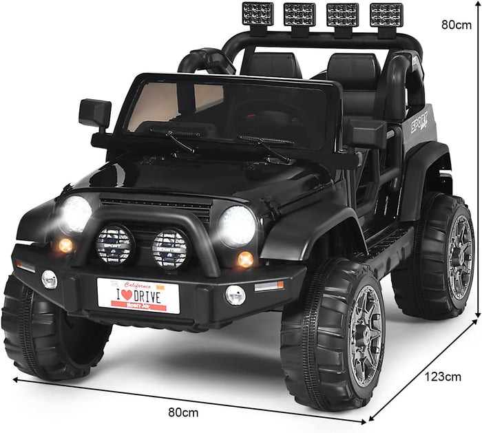 Auto Macchina Elettrica per Bambini 12V, Veicolo Elettrico a Batteria a 2 Posti, con Telecomando 2,4 G, Porta USB e AUX, per Bambini 3+ Anni (Nero)
