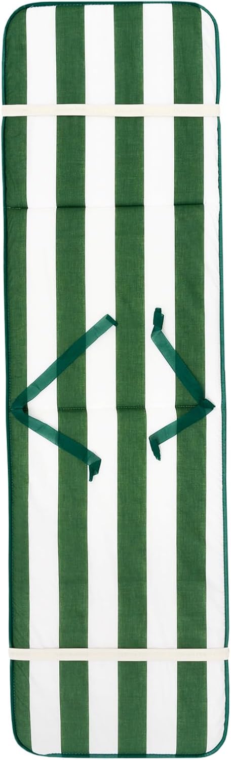 Cuscino Sdraio Poltrona Morbido A Righe Copri Lettino Prendisole Pieghevole Made In Italy Verde