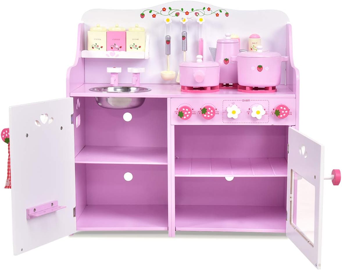 Giocattolo da Cucina per Bambini, Giocattolo Cucina a Tema Fragole, 63 x 30 x 60 cm