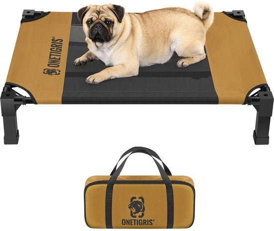 Letto per cani elevato, dimensioni 89 x 63 cm, altezza 19 cm, facile da montare, respirabile, duraturo, facile da pulire, letto per animali domestici, adatto per interni, giardini, esterni - colore moka