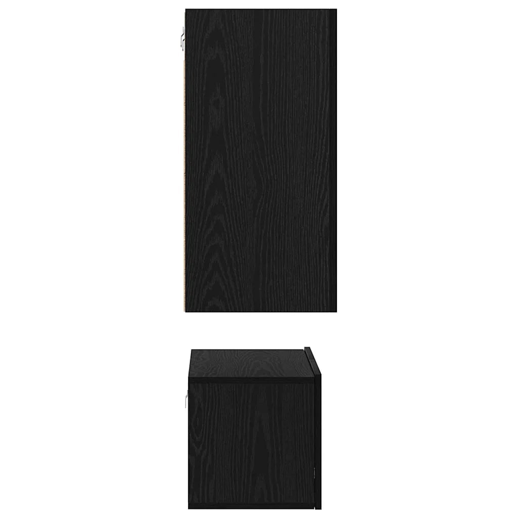 Set mobile TV 3 pz | Armadietto TV | Mobile Porta TV Rovere Nero Legno multistrato