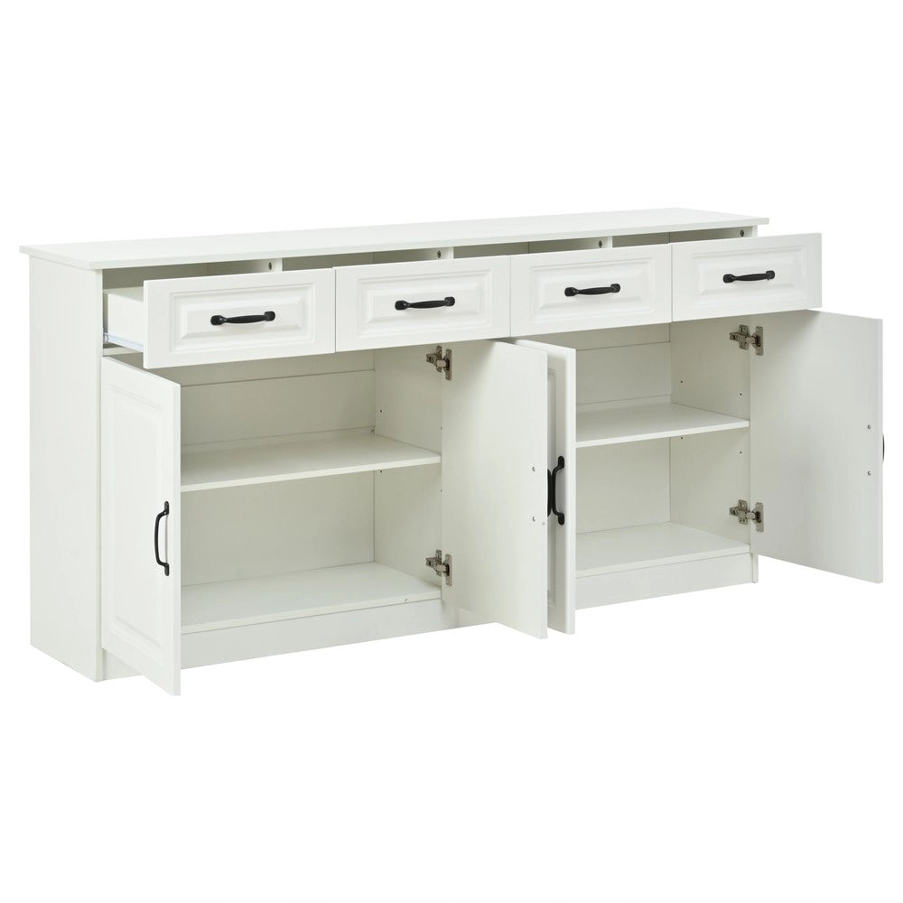 Credenza Bianca con Cassetti e Ante in MDF ¨C MINIMAL ¨C 160 cm, Design Moderno per Soggiorno