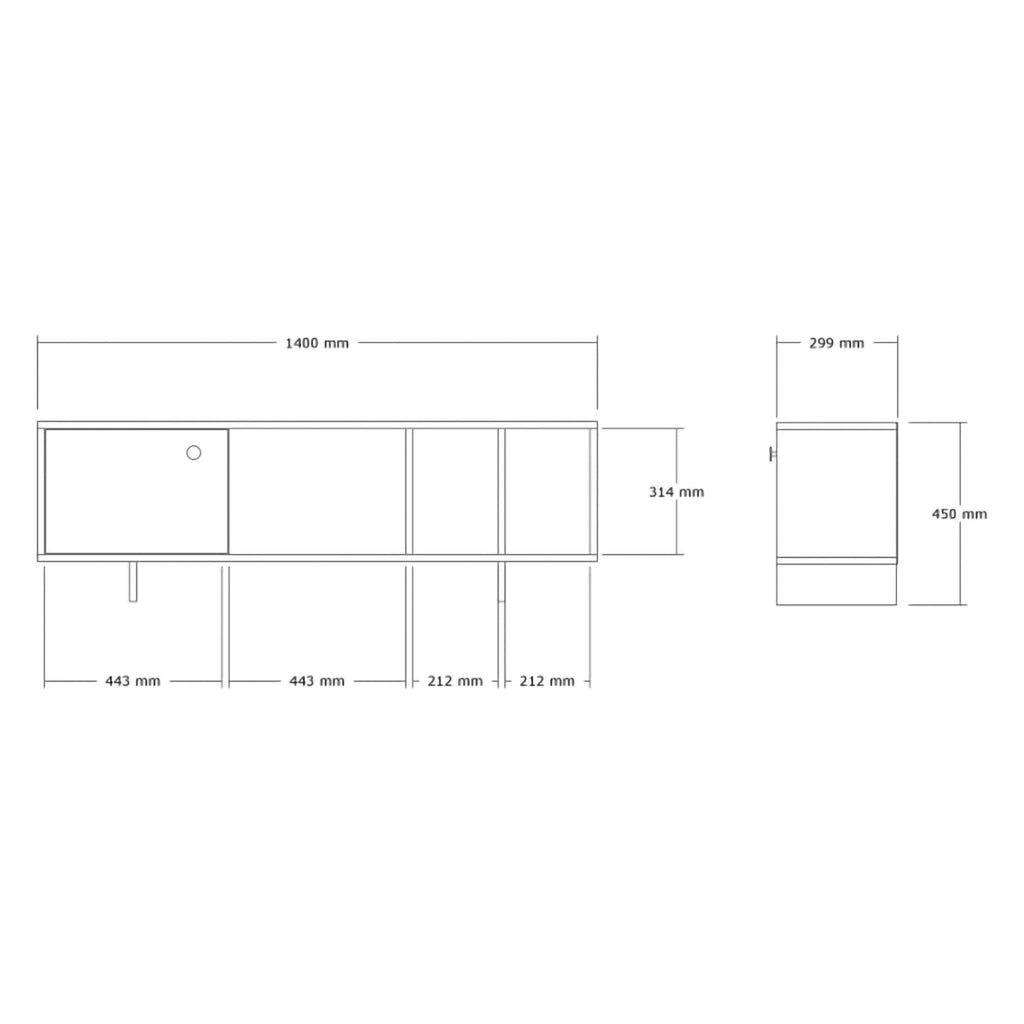 Fumane, Mobile Porta tv 4 Vani, 140x29x45h cm Marrone Rovere