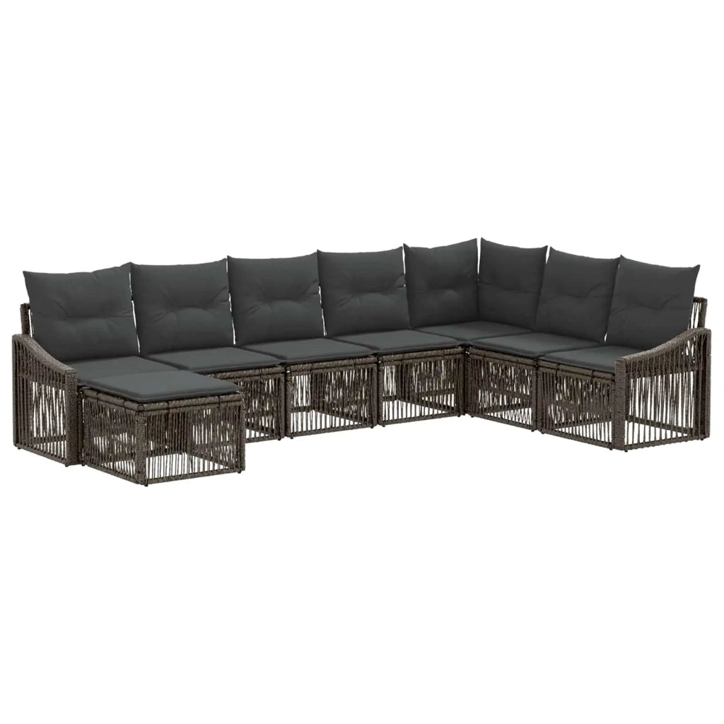 Set Divano da Giardino 8 pcs Grigio polyrattan 3436097