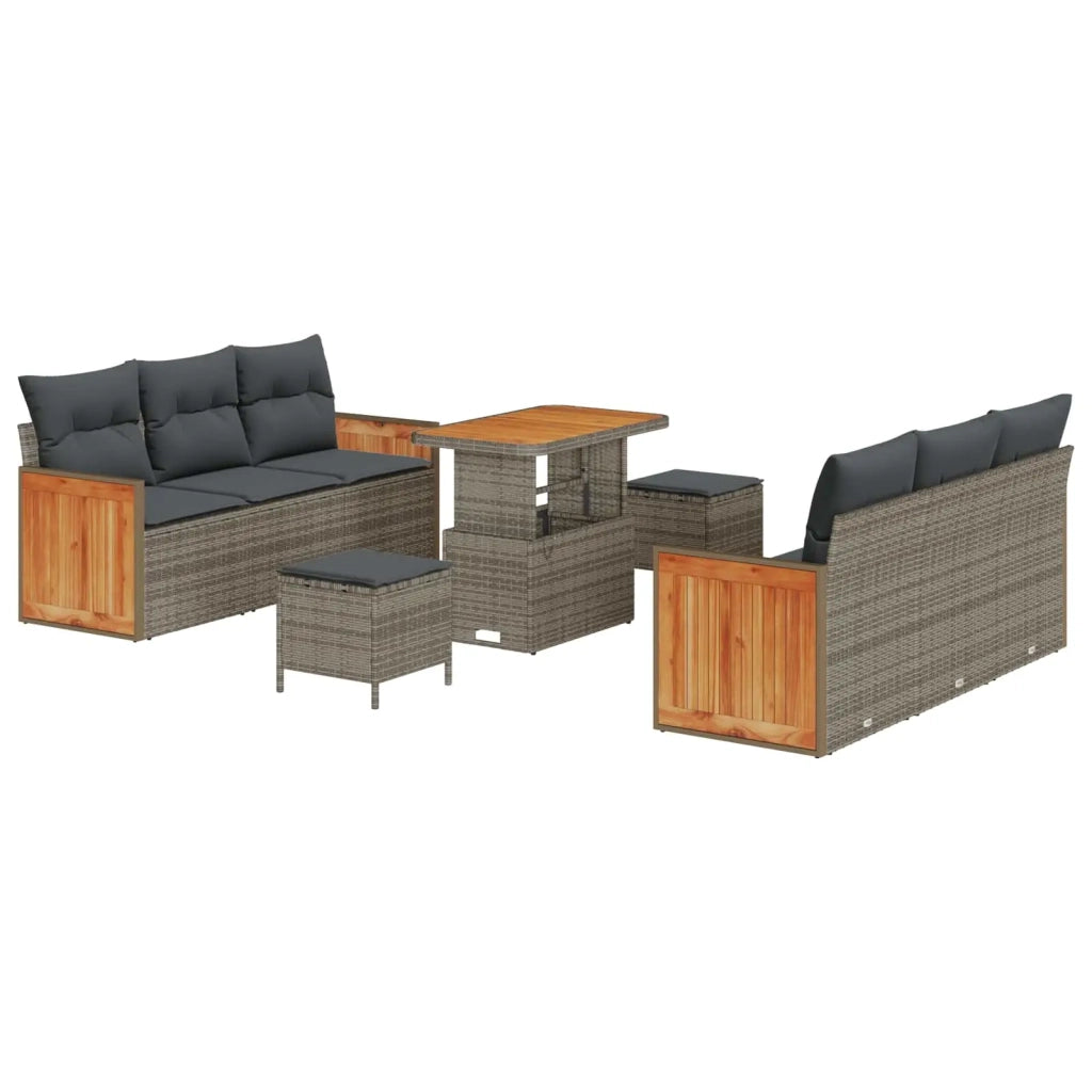 Set Divano da Giardino con cuscino 9 pcs Grigio
