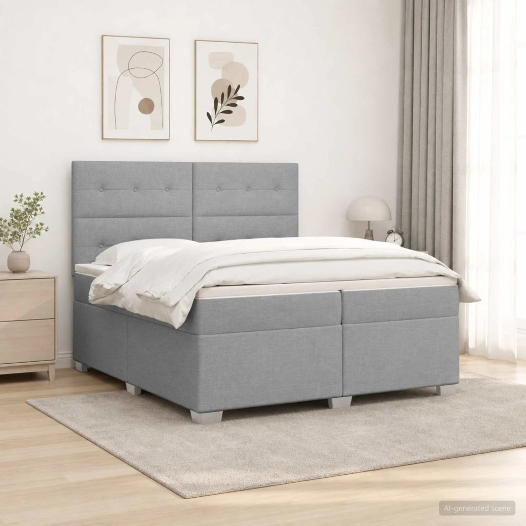 Letto box spring con materasso Grigio Chiaro 200 x 200 cm 3454950