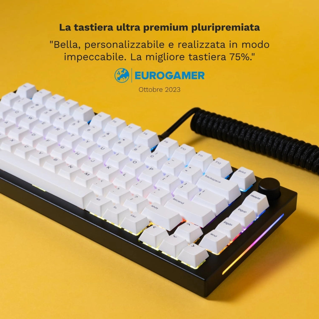 Gaming GMMK PRO 75% - Tastiera da gaming mecc.a modulare, TKL, struttura da 1,5 kg, personalizzabile, cavo a spirale, poggiapolsi, tasti in PBT bianchi, RGB - Layout QWERTZ tedesco - Nero
