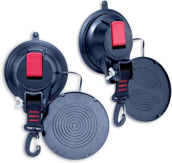 Zuignappen per verankering 2 pezzi - Zampa di carrello robusta - Haken di fissaggio - Adatto per auto/barca/camping - Adatto per telo di copertura/tende - Adatto per bagagli