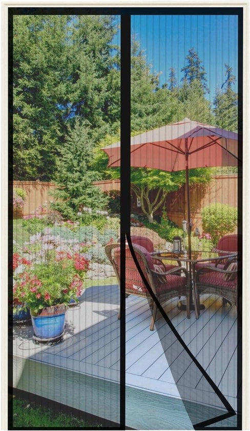 Velo di protezione per finestra balcone, 90 x 190 cm, Senza perforazione, Protezione insetti, Nero