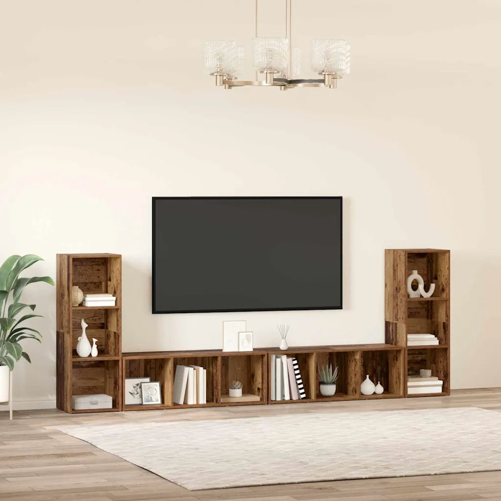 Set mobile TV 4 pcs Legno vecchio 37 x 35 x 107 cm 3393522