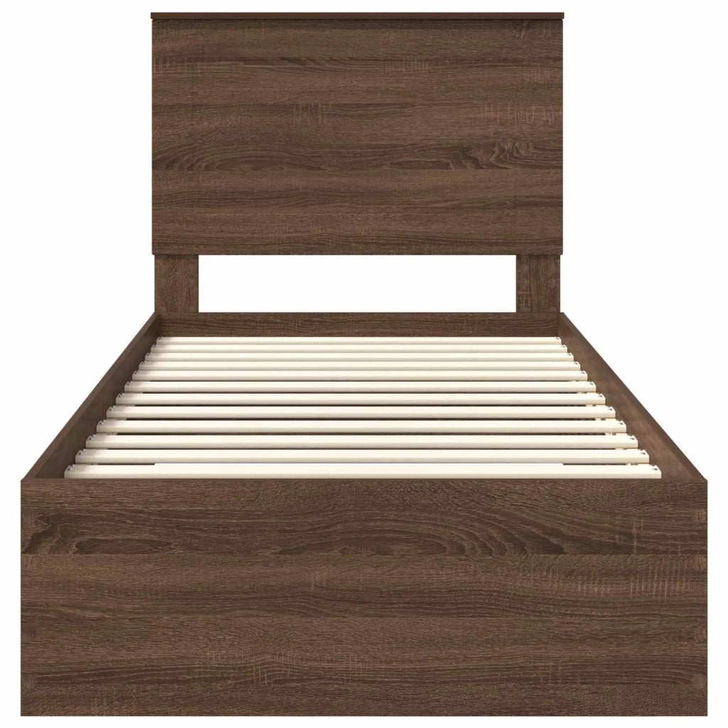 Struttura del letto Rovere Marrone e Argento 75 x 190 cm