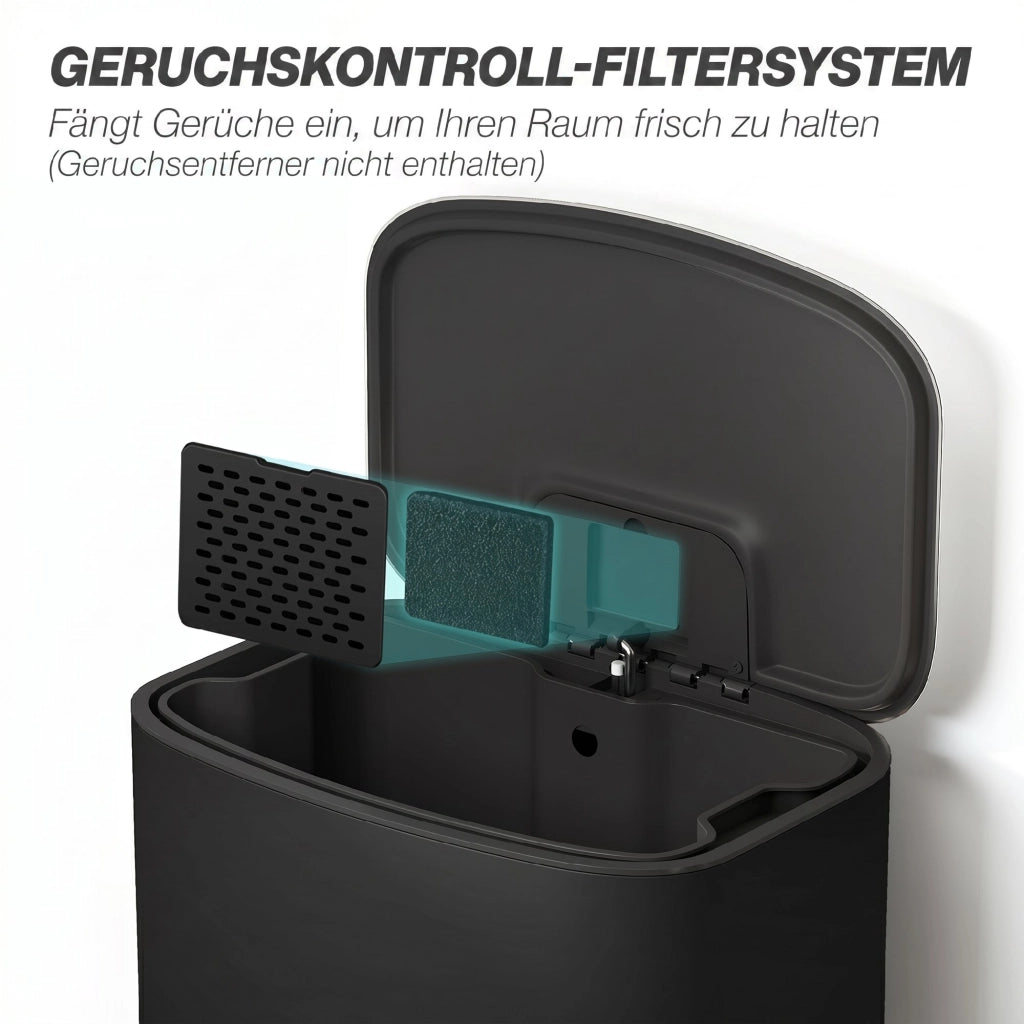 Cestino Pedale 50 Litri per Cucina con Funzione Bleib-Offen ¨C Xylo ¨C Nero