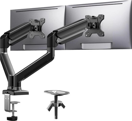 Arme per monitor doppio - per schermi da 17 a 32 pollici - sostegno da scrivania per schermi curvi - VESA 75/100 mm