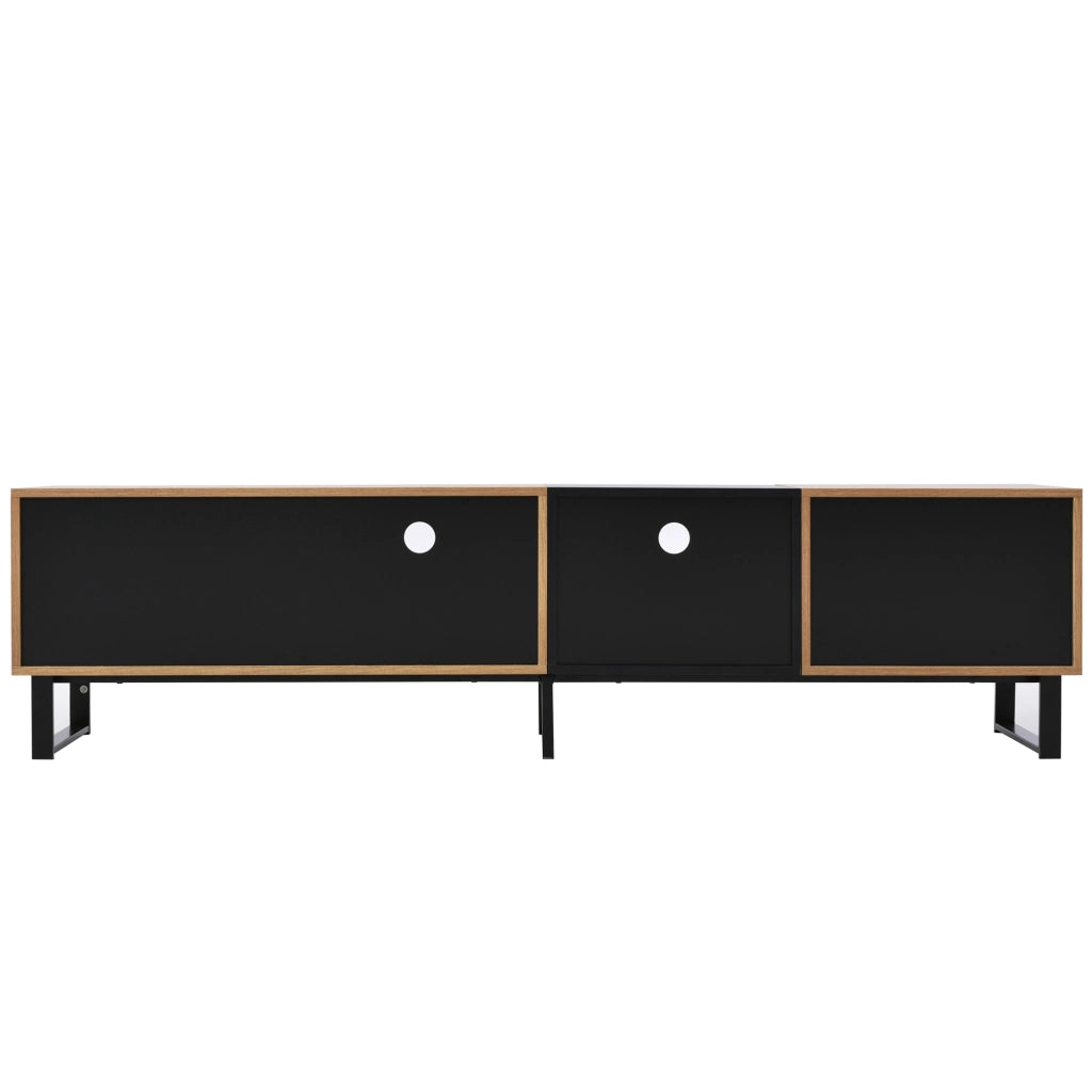 Mobile porta TV 190x38x48 cm; ampio spazio con 2 ante e 2 cassetti; MDF; nero e colore naturale