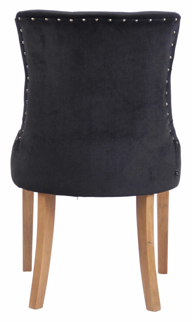 Set 4 poltrone pranzo Aberdeen in velluto nero,antico chiaro