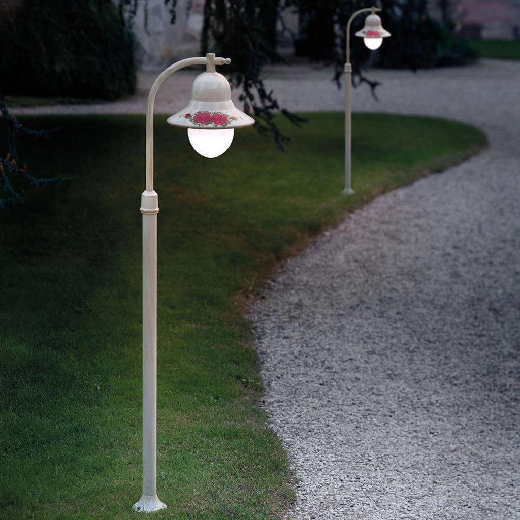 Palo Esterno Classico Imperia Metallo Ceramica Bianco Sfumato 1 Luce E27