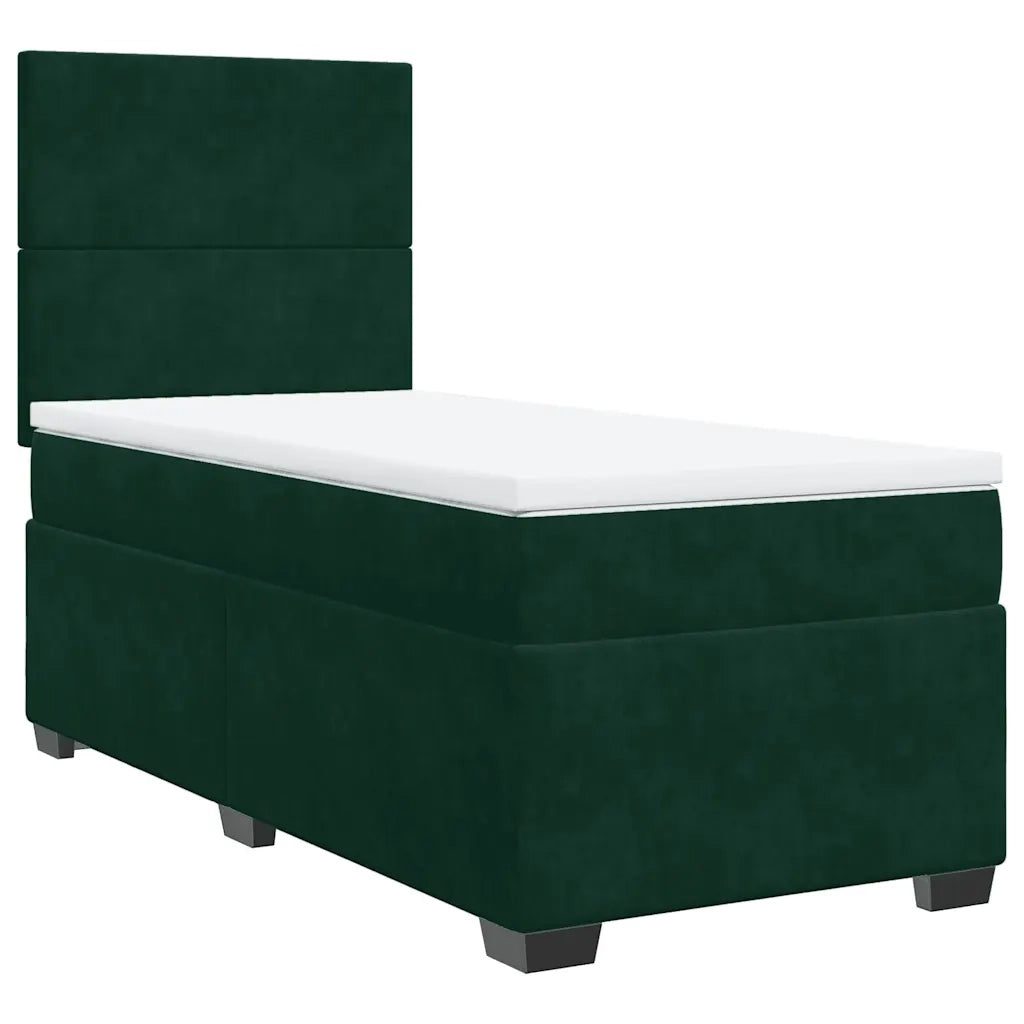 Giroletto a Molle con Materasso Verde Scuro 80x200 cm Velluto