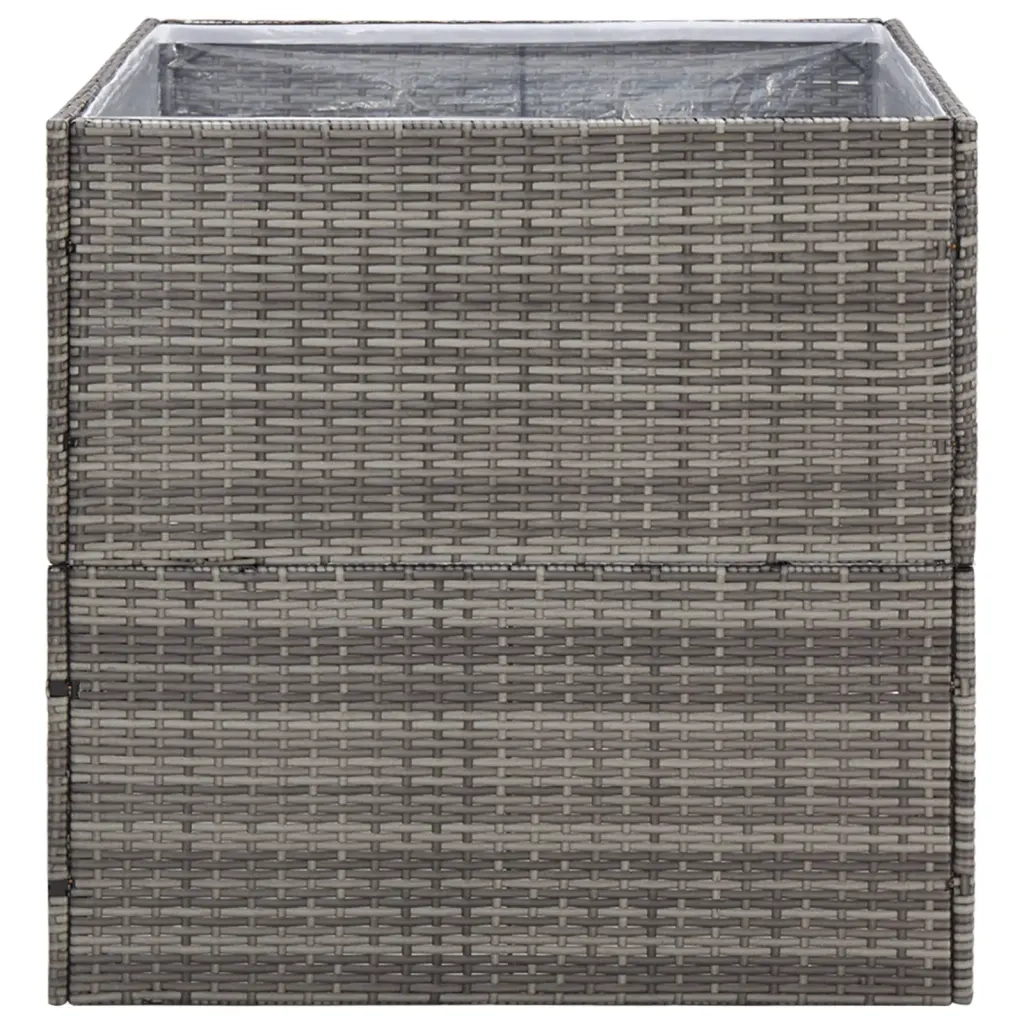 Fioriera da Giardino Grigia 80x80x80 cm in Polyrattan 319177