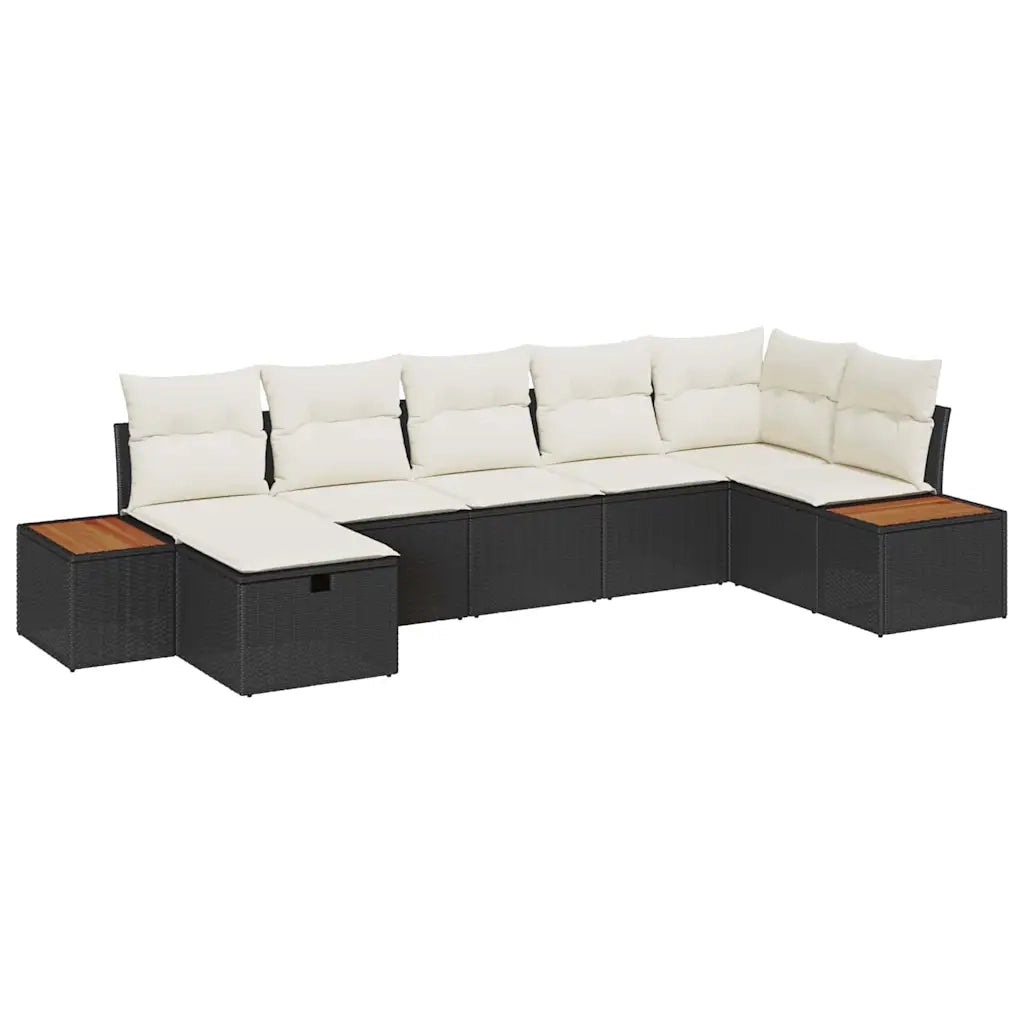 Set Divano da Giardino con cuscino 8 pcs Nero polyrattan